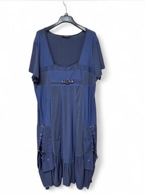 Nexx Navy Blue Short-Sleeve Paneled Midi Dress